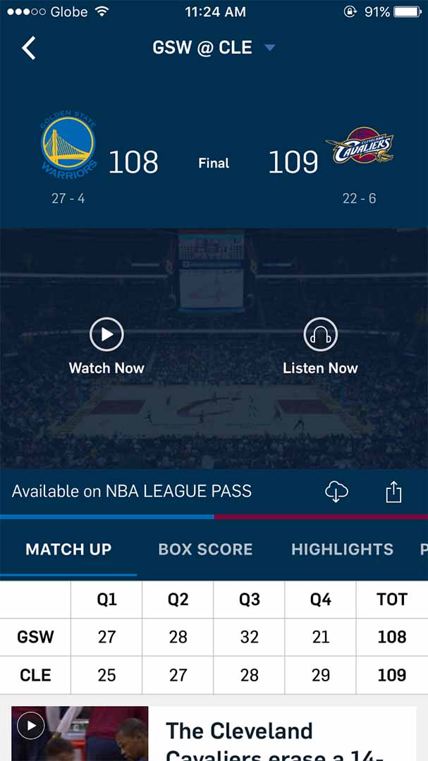 NBA app now lets you save games for offline viewing - revü - How To Listen To Nba Games On Iphone