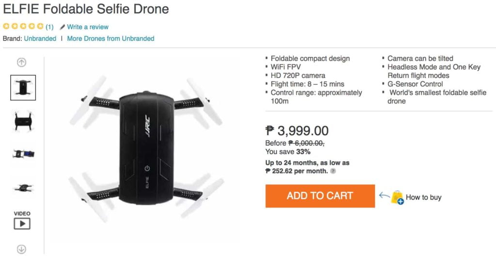 Cheap Elfie foldable selfie drone on Lazada Philippines