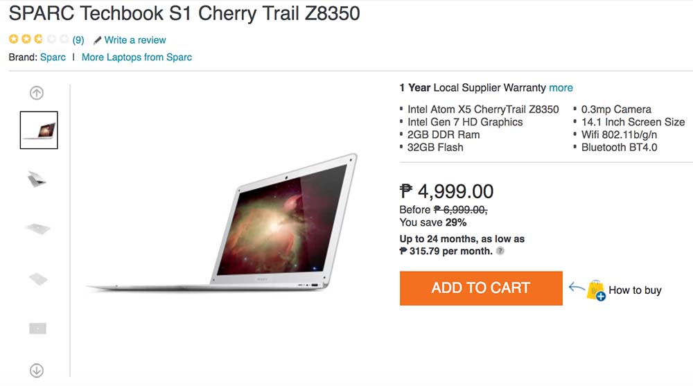 Sparc S1 Techbook cheapest laptop on Lazada Philippines