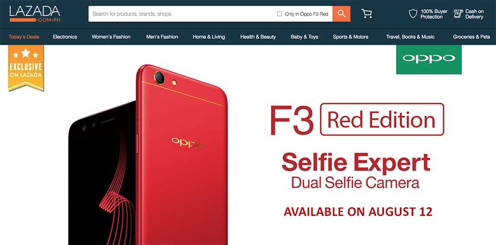 Red OPPO F3 on Revu Philippines