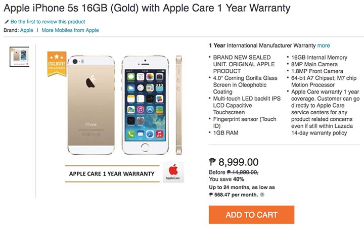 Apple iPhone 5s sale on Lazada Philippines