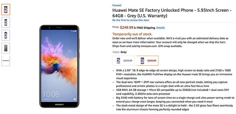 Huawei Mate SE price and specs on Amazon via Revu Philippines
