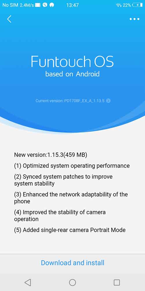 Vivo V7+ software update change log on Revu Philippines