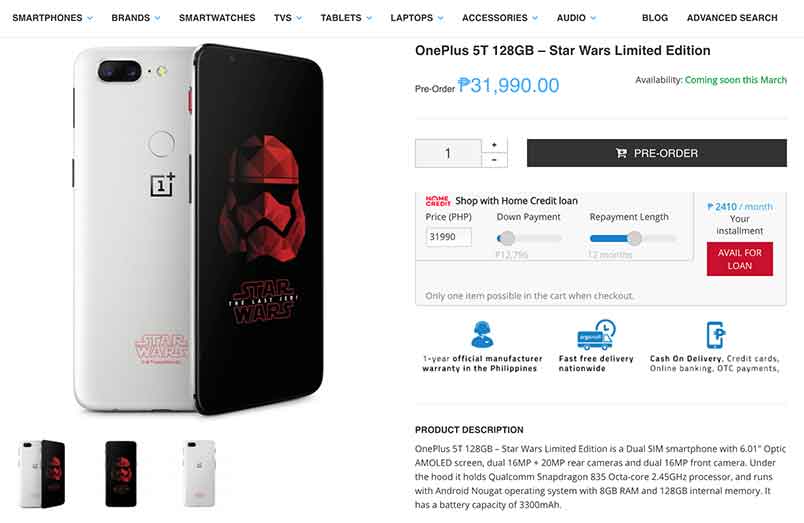 OnePlus 5T Star Wars limited edition price and specs on Revu Philippines