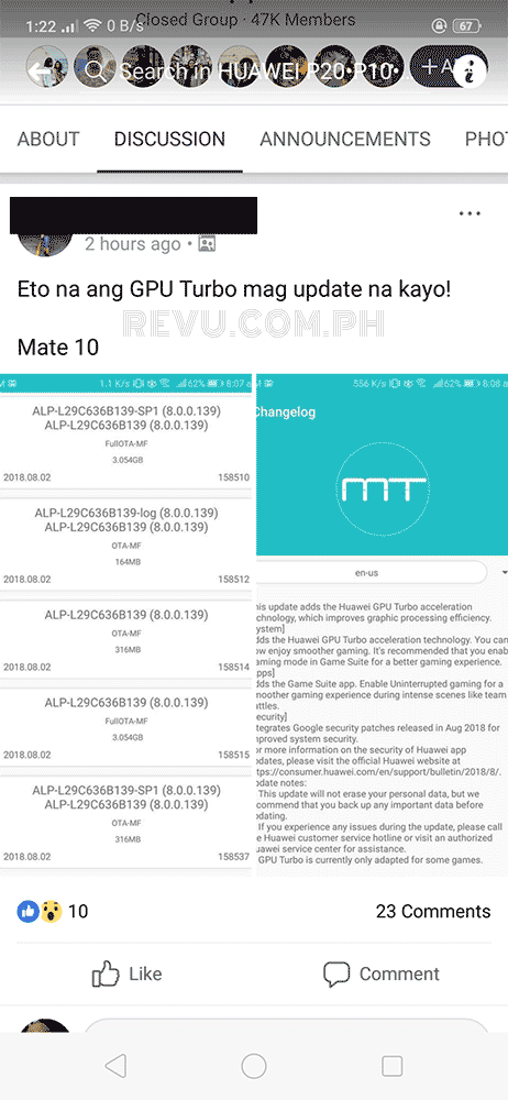 Huawei Mate 10 GPU Turbo update on Revu Philippines