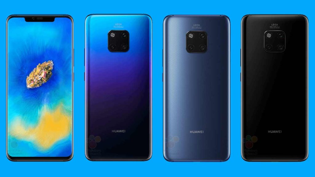 Huawei Mate 20 Pro render shows design and color variants on Revu Philippines