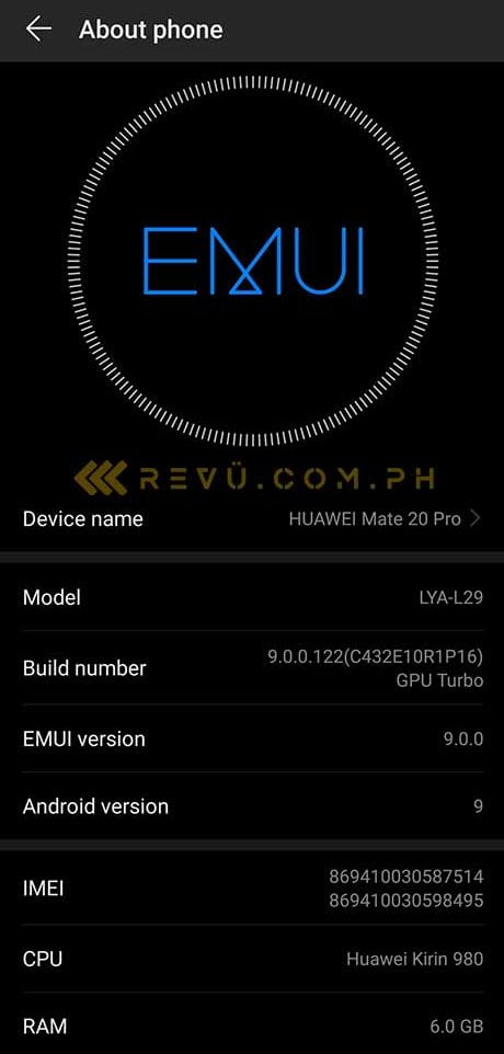 Huawei Mate 20 Pro Android 9 Pie version Revu Philippines