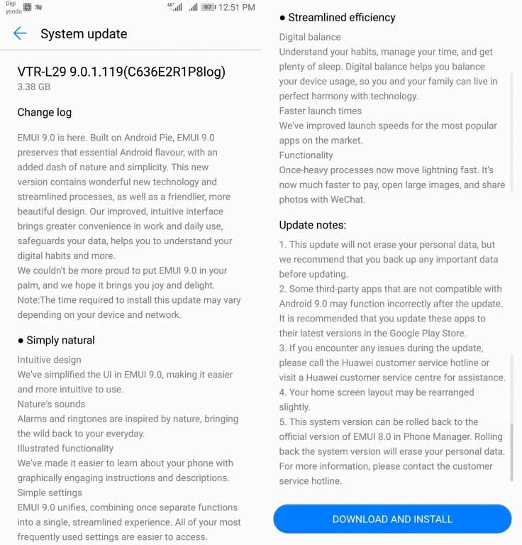 Change log: Android 9.0-based EMUI 9.0 update on the Huawei P10 via Revu Philippines