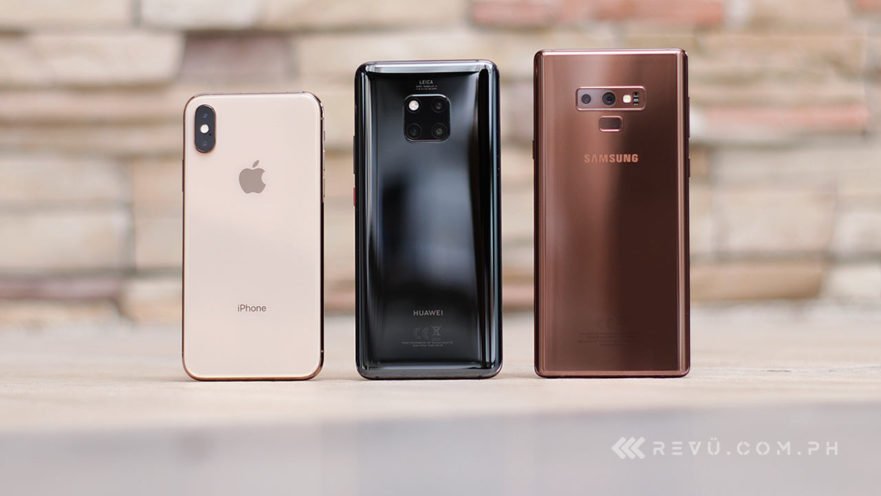 Apple iPhone XS vs Huawei Mate 20 Pro vs Samsung Galaxy Note 9 review comparison on Revu Philippines