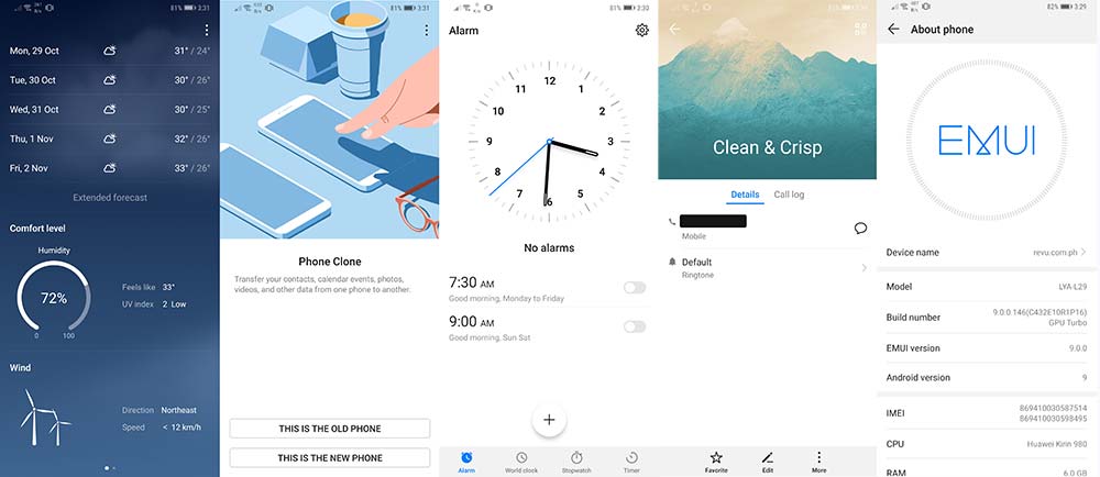 Huawei's Android 9.0 Pie-based EMUI 9.0 update screenshots on Revu Philippines