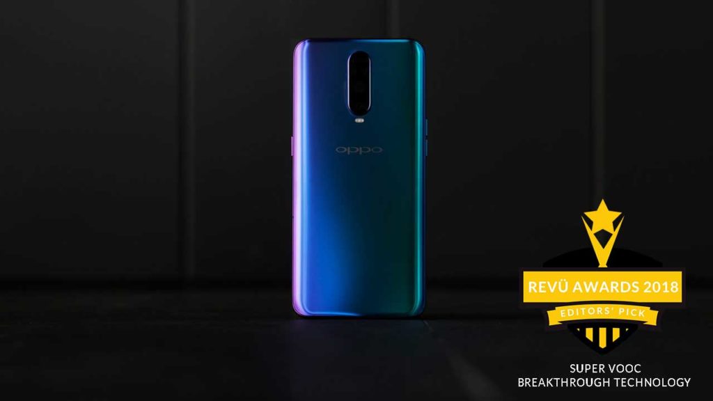 Super VOOC fast charging, OPPO R17 Pro, is breakthrough smartphone technology of the year at Revü Awards 2018, Editors' Pick category