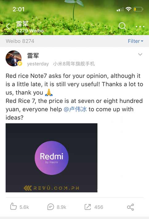 Redmi 7 price range confirmed on Weibo via Revu Philippines