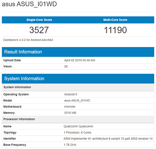 ASUS ZenFone 6 or 6Z Geekbench benchmark score leak via Revu Philippines