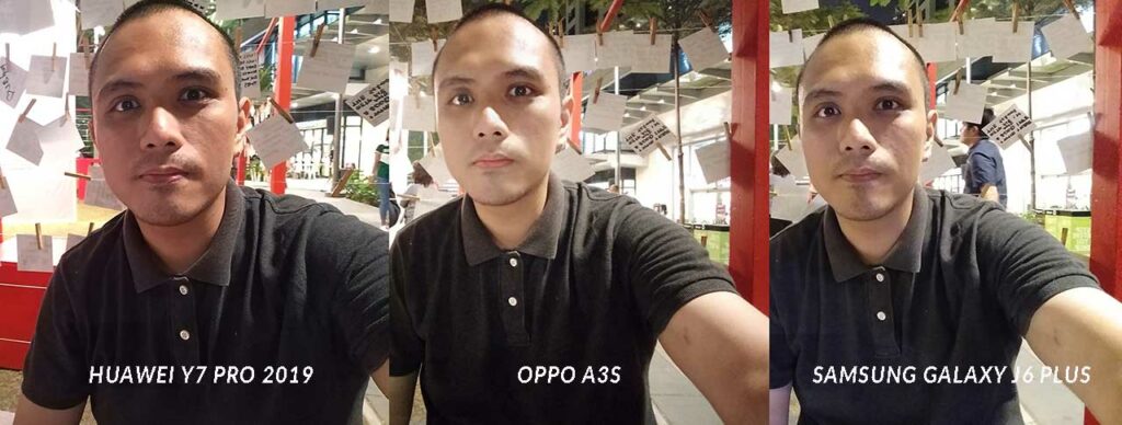 Huawei Y7 Pro 2019 vs OPPO A3s vs Samsung Galaxy J6 Plus: sample nighttime selfie pictures comparison by Revu Philippines