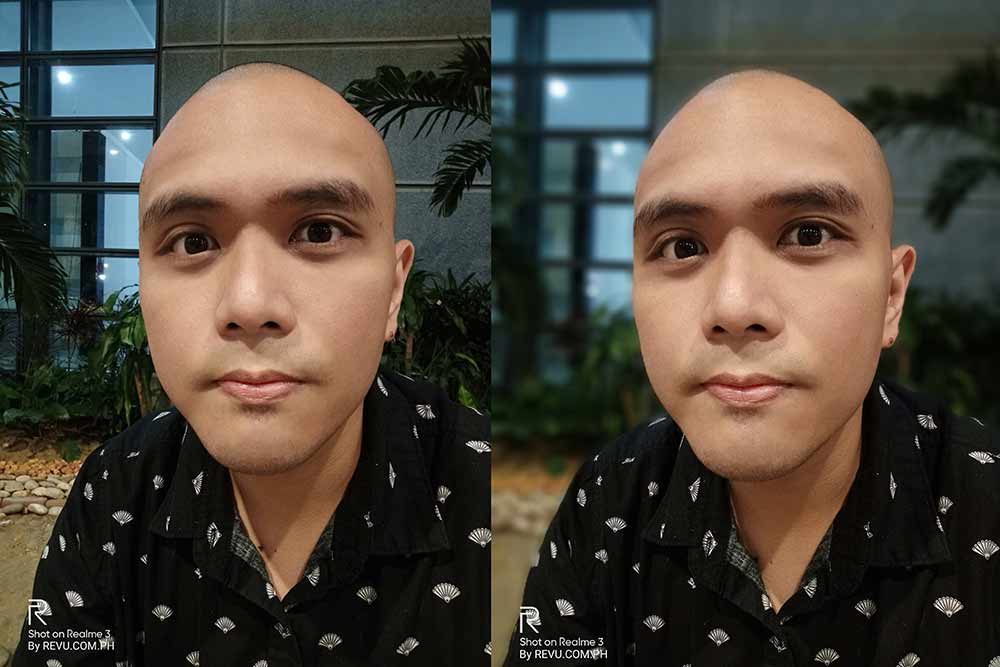 Realme 3 sample selfie picture: auto vs portrait mode or with bokeh effect by Revu Philippines