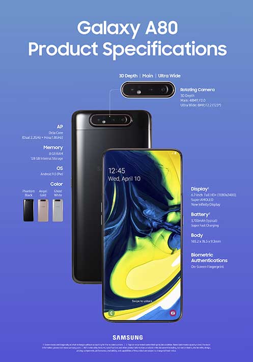 Samsung Galaxy A80 full or complete specs on Revu Philippines