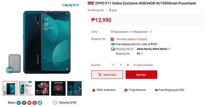 Cheaper OPPO F11's price and specs as an online-exclusive via Revu Philippines