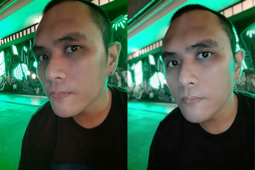 Samsung Galaxy A50 sample night selfie pictures: Auto mode vs portrait mode or Live Focus by Revu Philippines
