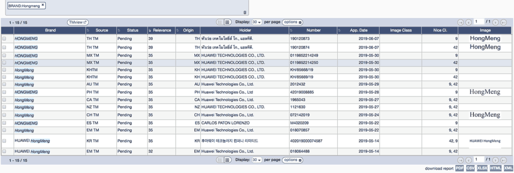 Huawei Hongmeng OS trademark filing via Revu Philippines