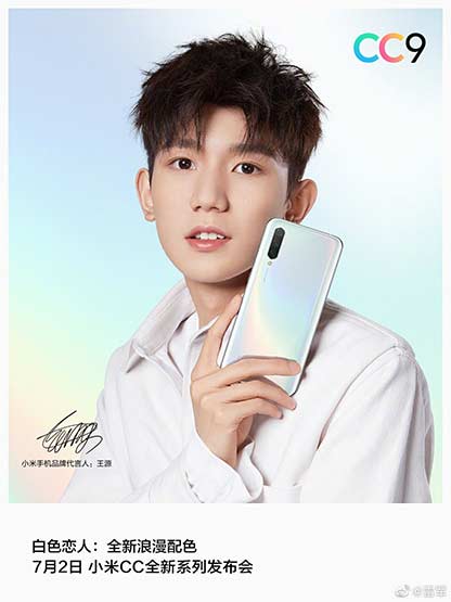 Xiaomi Mi CC9 with celebrity Wang Yuan or Roy Wang in the poster via Revu Philippines