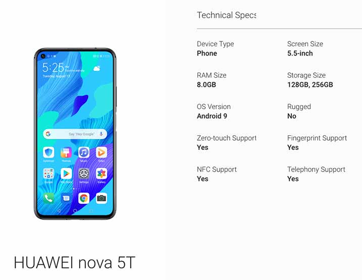 Huawei Nova 5T key specs leaked by Google via Revu Philippines