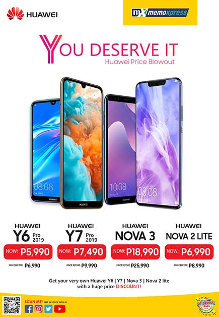 MemoXpress Huawei Price Blowout sale: Huawei Y6 Pro 2019, Y7 Pro 2019, Nova 3, and Nova 2i Lite discounts by Revu Philippines