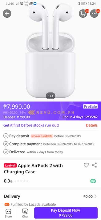 Apple AirPods 2 discounted price at Lazada 9.9 Big Discovery Sale via Revu Philippines