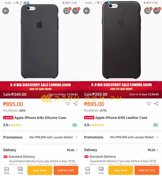 Apple iPhone 6 silicone and leather cases' discounted prices at Lazada 9.9 Big Discovery Sale via Revu Philippines