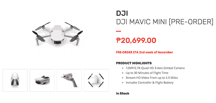 DJI Mavic Mini price and specs at Henry's Cameras via Revu Philippines