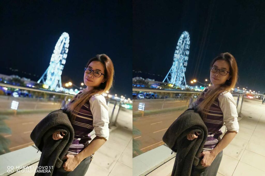 Huawei Nova 5T vs Samsung Galaxy A80: Sample night pictures of a person in portrait mode in comparison review by Revu Philippines