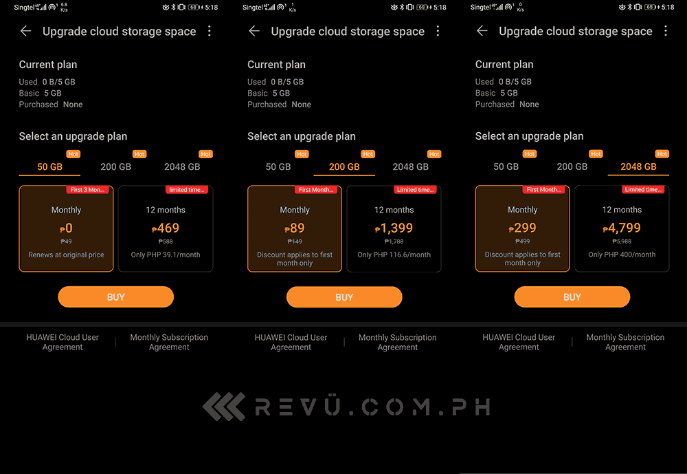 Huawei Mobile Services cloud storage promotion prices via Revu Philippines