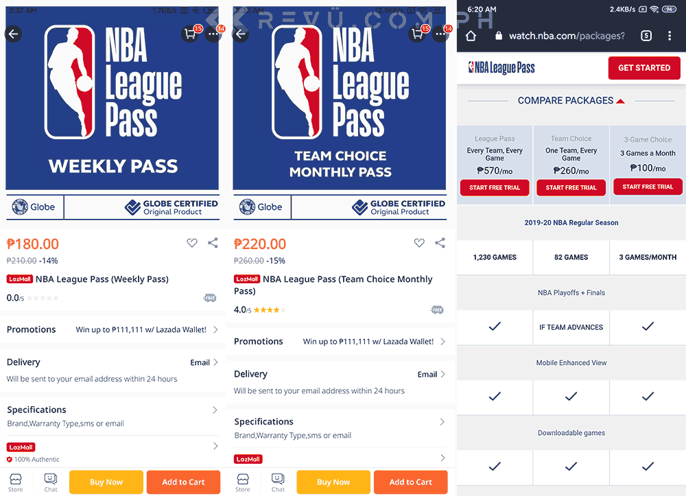 NBA League Pass codes promo prices via Revu Philippines