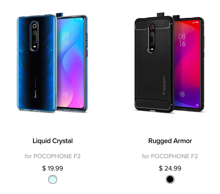 Pocophone F2 or Poco F2 Spigen case revealed via Revu Philippines