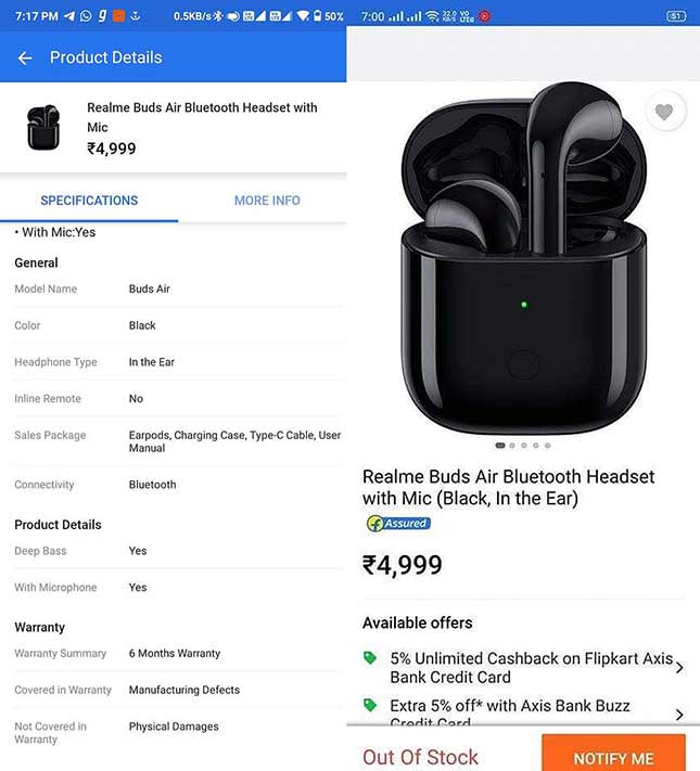 Realme Buds Air price and key specs leak on Flipkart via Revu Philippines