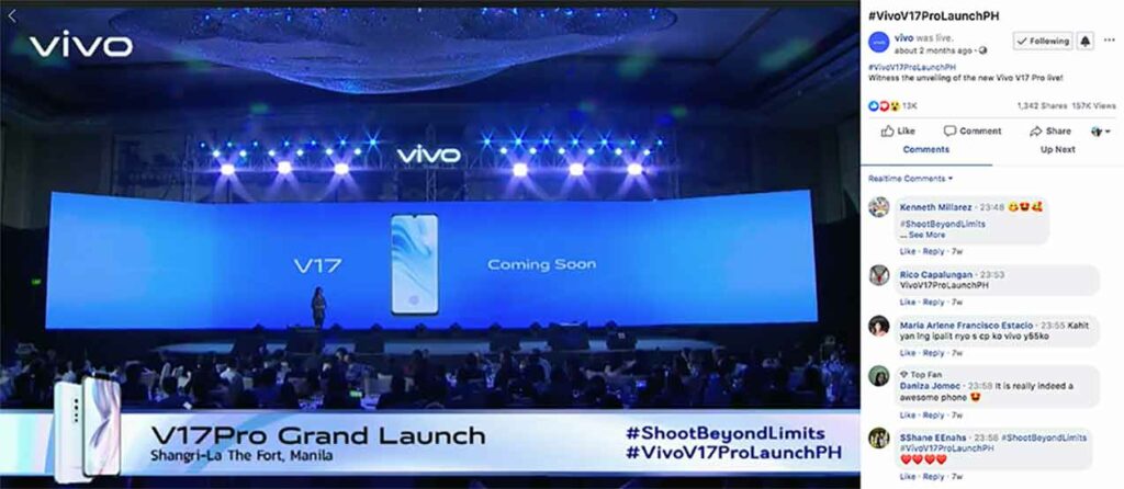 Vivo V17 Pro launch livestream via Revu Philippines