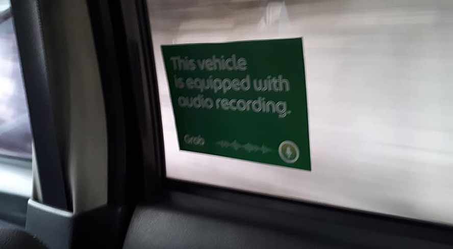 Grab car audio recording notice via Revu Philippines