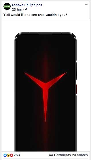 Lenovo Legion gaming phone teaser via Revu Philippines