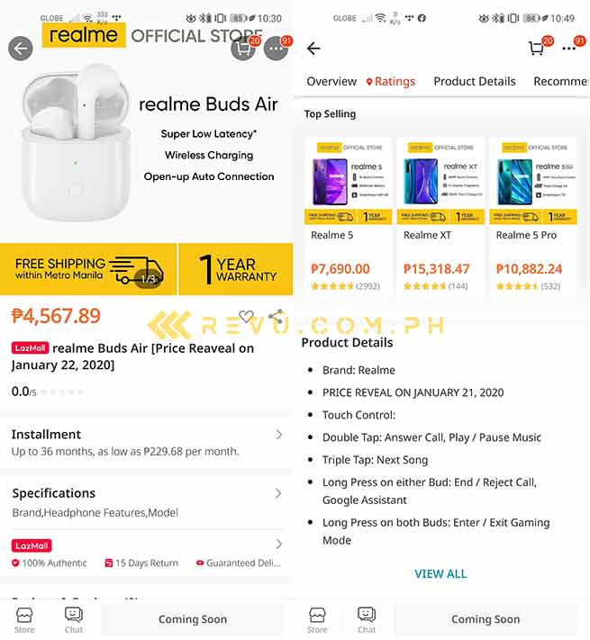 Realme Buds Air listing spotted on Lazada via Revu Philippines