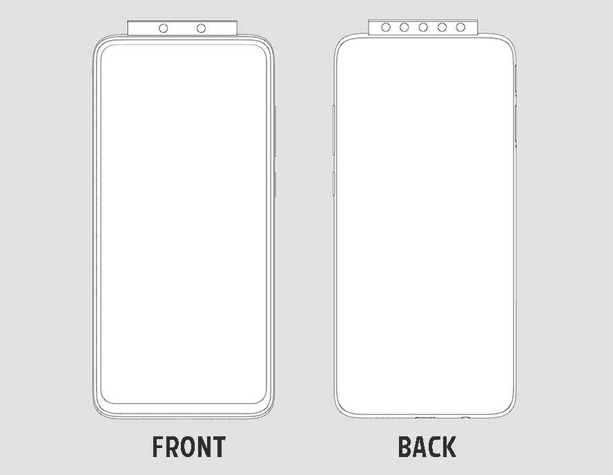 Designs of Xiaomi-patented phone with 7 cameras via Revu Philippines