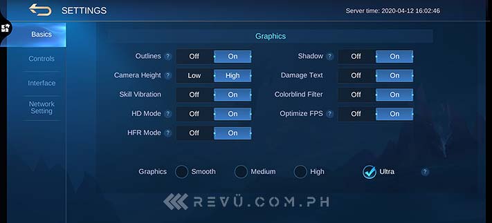 Huawei P40 Pro Mobile Legends High-Frame Rate or HFR mode settings via Revu Philippines