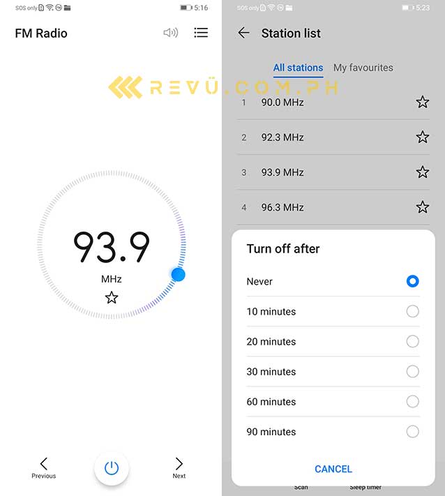 Huawei Y6p's FM radio via Revu Philippines