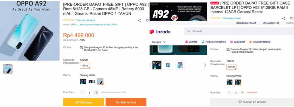 OPPO A92 price, specs, preorder freebies leak on Lazada Indonesia via Revu Philippines