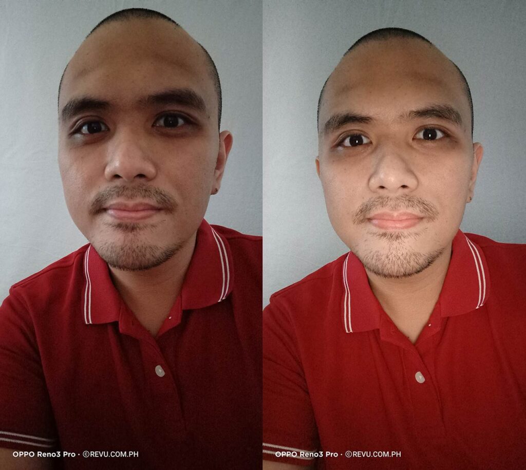 OPPO Reno 3 Pro sample selfie picture: auto vs ultra night selfie mode by Revu Philippines