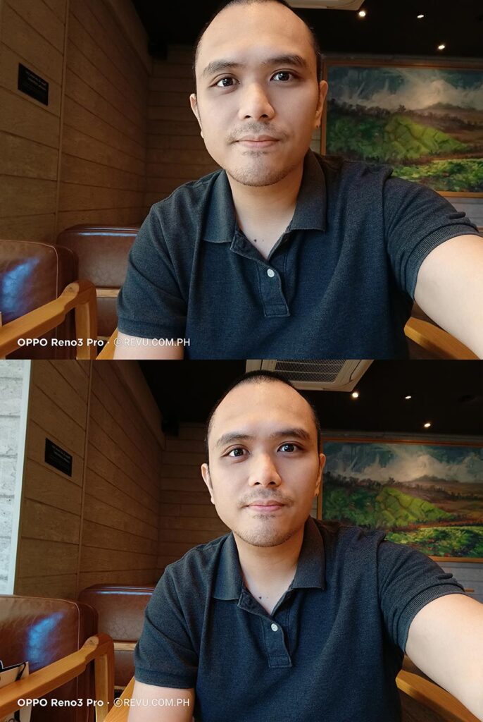 OPPO Reno 3 Pro sample selfie pictures: auto vs ultra-wide by Revu Philippines