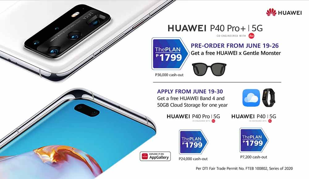 Huawei P40 Pro Plus, Huawei P40 Pro, and Huawei P40 5G Globe Telecom postpaid plans freebies for June 2020 promo via Revu Philippines
