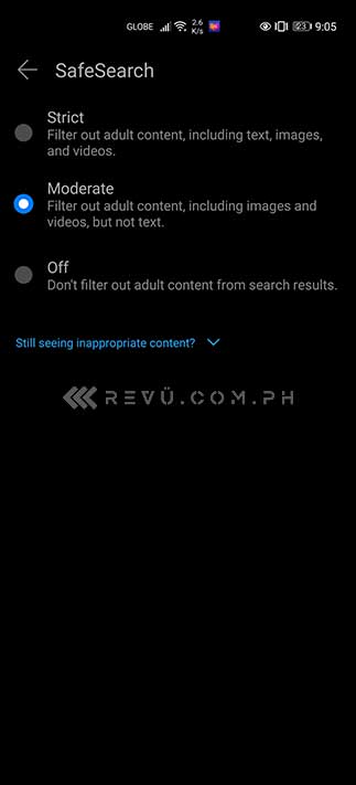 Huawei Petal Search Widget's Safe Search feature for apps via Revu Philippines
