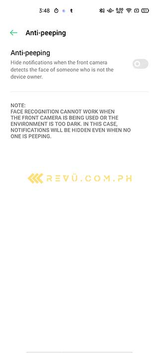 OPPO Reno 4 anti-peeping feature via Revu Philippines