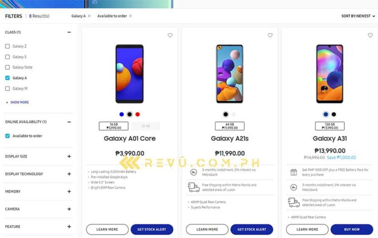 price of galaxy a01