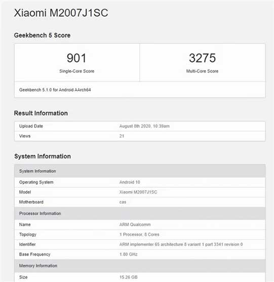 Xiaomi Mi 10 Ultra Geekbench benchmark scores leak via Revu Philippines