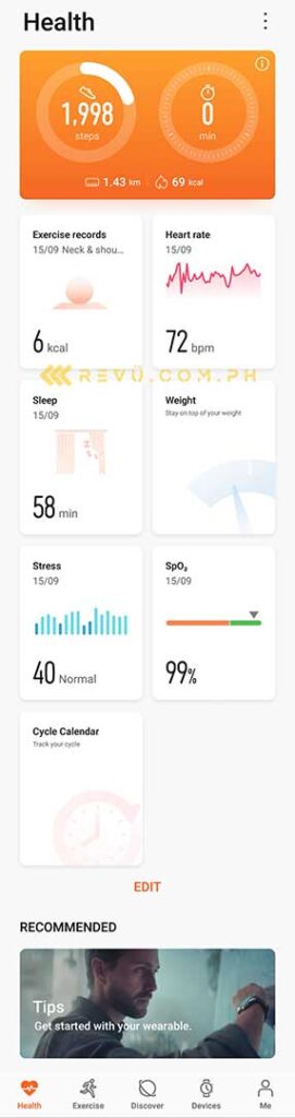 Huawei Watch Fit and what it tracks via Revu Philippines